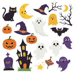 Naklejka premium Halloween elements collection, vector illustration