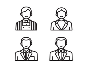 Fototapeta premium Creative Customer Self Service Icon Collection Minimal Line Art