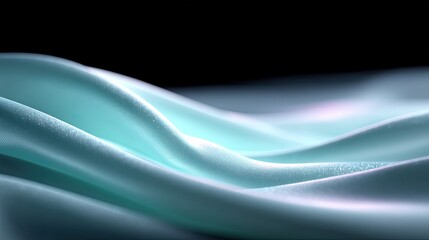 Obraz premium Abstract Blue Wavy Fabric Background with Soft Lighting and Black Backdrop