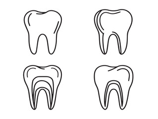 Professional Dental Care Tools Minimal Line Art Vector