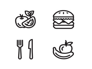 Elegant Diet And Nutrition Icons Minimal Line Art