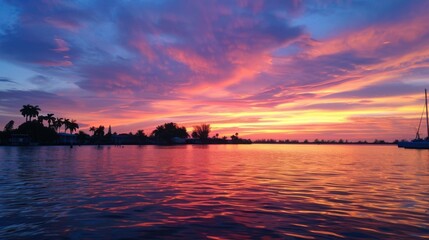 Sunrise & Sunset Coastal Landscapes: Orange/Red Sky Reflections, Blue Ocean Waves & Summer Beach Vistas
