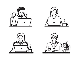 Modern Digital Nomad Icon Collection Minimal Line Art