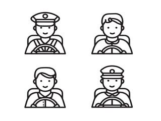 Elegant Driving School Symbols Outline Vector Illustration Design