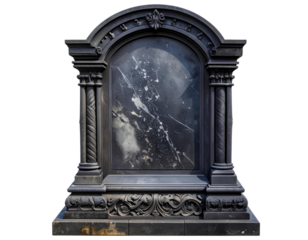 Classic Gothic-Style Tombstone with Ornamental Base, Transparent Background