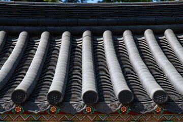tiled roof at the Buddhist temple building