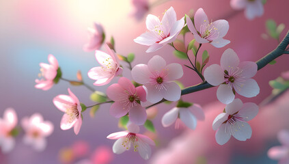 Cluster of cherry blossom flowers