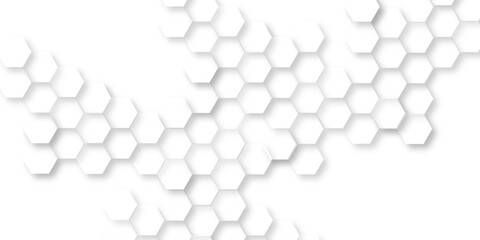 Abstract wave hexagons element for design, minimalistic hexagonal pattern for science and Innovation technology, abstract 3D rendering of a white hexagonal pattern, hexagonal geometric Pattern.