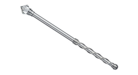 Isolated fairy princess wand with clear diamond and twisted silver for costumes or decor