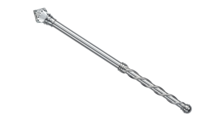 Isolated fairy princess wand with clear diamond and twisted silver for costumes or decor