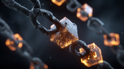 Interconnected Cubic Links with Orange Glow