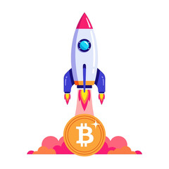 Dynamic financial growth depicted by a vibrant rocket launch, symbolizing rapid advancement, investment potential, and the upward trajectory of digital assets in the modern economy