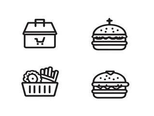 Elegant Food Delivery Icon Set Stylish Line Art Design
