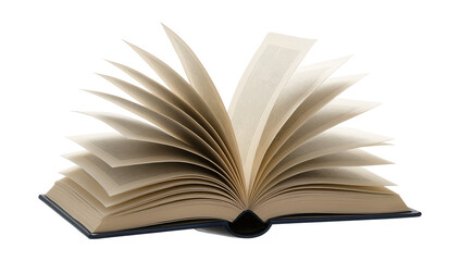 Open book with pages flying in mid-air.