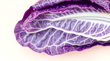 Obraz premium Macro Photography of Purple Cabbage Texture with White Veins, Healthy Organic Vegetable Concept