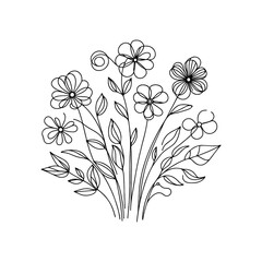 line art mono line hand drawing vector flower illustration