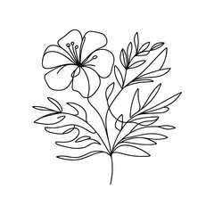 line art mono line hand drawing vector flower illustration