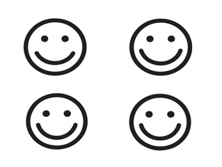 Modern Happiness Symbol Creative Outline Vector Illustration Set