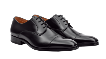 Vector illustration of a pair of classic black leather oxford shoes for men, isolated on transparent background