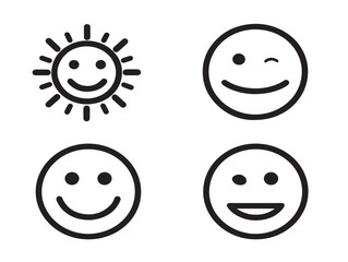 Happiness Icon Collection Minimal Line Art Vector Design