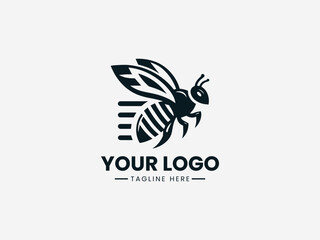 Dynamic honey bee racer vector logo with racing helmet and speed lines for sports team branding