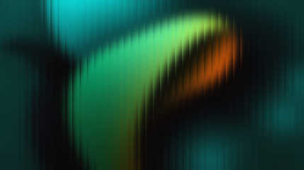 Abstract shimmering light streaks create a vibrant, dynamic gradient of teal, green, and orange hues for digital art and backgrounds