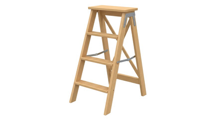 Isolated wooden step stool provides a boost to reach high places in the home or shop