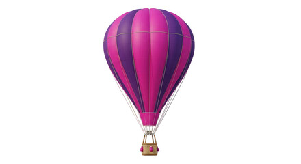 Isolated hot air balloon with purple and pink stripes, aerial freedom, colorful airship