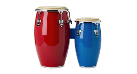 Isolated pair of colorful conga drums for Afro-Cuban percussion Latin American music