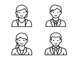 Professional Human Resource Symbols Outline Vector Illustration Set
