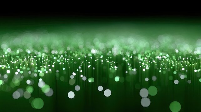 Abstract Digital Green Code Matrix with Bokeh Effects in Dark Background Cinematic Style HDR Futuristic - Powered by Adobe