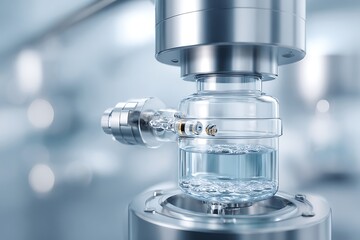 Detailed view of rotary evaporator concentrating biochemical solution under vacuum