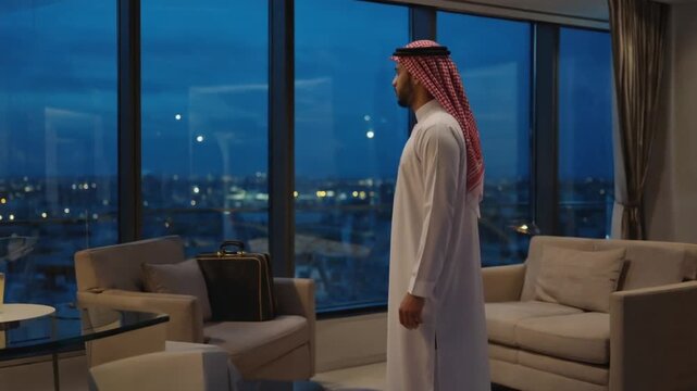 Arab sheikh in a luxury hotel.