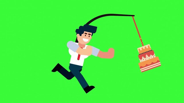 Businessman Chasing Birthday Cake