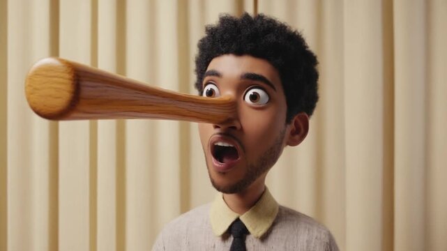 Man with a long nose from telling lies.