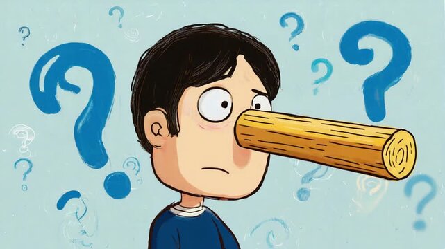 Man with a long nose from telling lies.