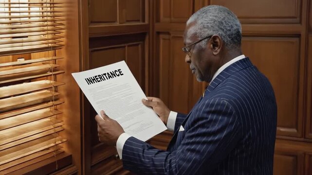 Senior man with inheritance document.