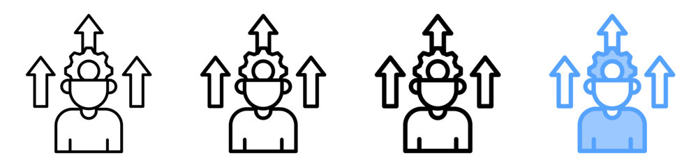 Skill Development Icon Different Style Outline Collection Set 