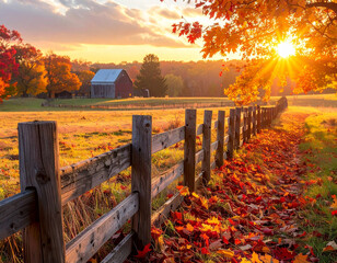 Autumn's Embrace A Serene Landscape with Rustic Charm