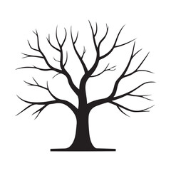 Winter Tree Silhouettes Isolated on a white background