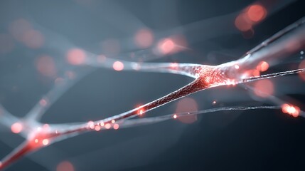 Detailed 3D rendering of neuron network structure with glowing synapse connections
