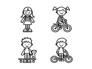 Creative International Children�s Day Outline Vector Illustration Set