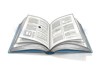 Obraz premium Open Book Illustration On White Background - illustration of an open book on a white background. Symbolizes knowledge, learning, reading, education, and information