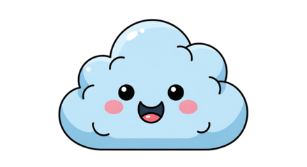 Cute Cartoon Cloud with Happy Face on Black Background