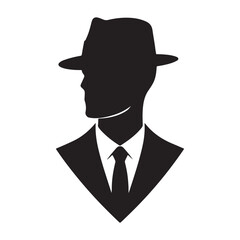 Gentleman Silhouette in Suit and Hat Vector Illustration