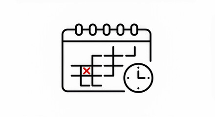 Calendar and Clock Line Art for Scheduling