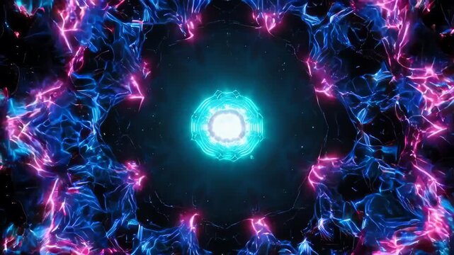 Abstract kaleidoscope design with vibrant neon colors