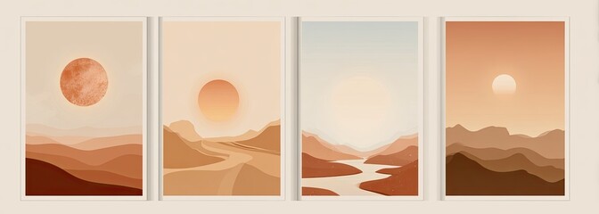 Abstract landscape art prints. Desert sunrise/sunset