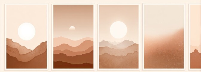 Abstract landscape prints, warm earth tones