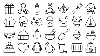Collection of free vector baby icons, showcasing diverse baby-themed illustrations..eps